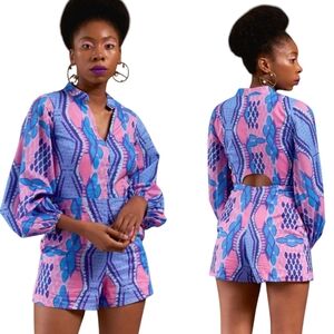 Kahindo Pink & Purple Zipper Romper
